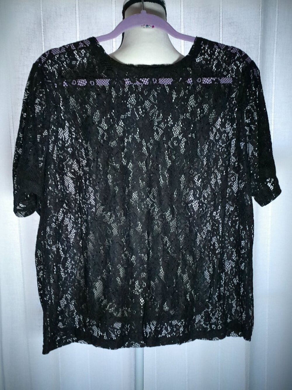 FOREVER 21+ Blouse Sheer (No Lining) Black Lace Floral 3X